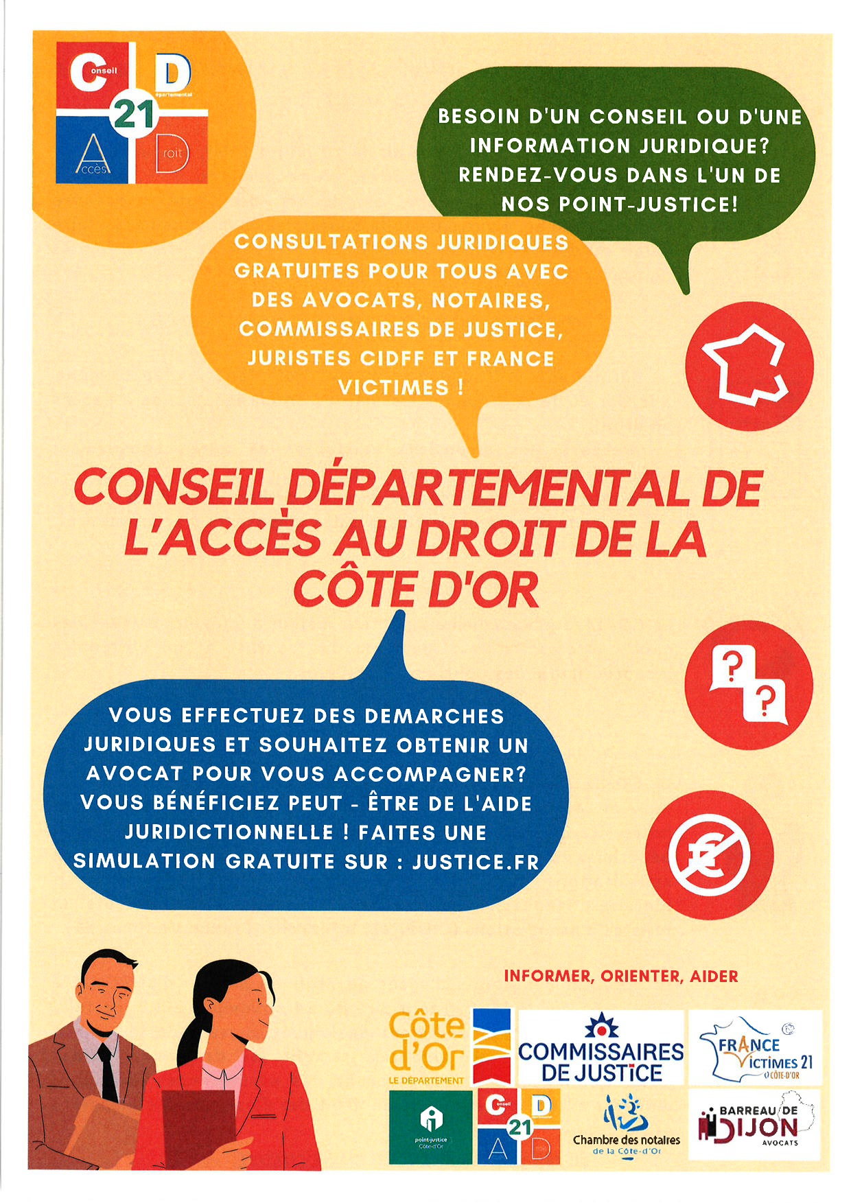 Affiche du conseil départementale de l'accès au droit de la Côte d'Or